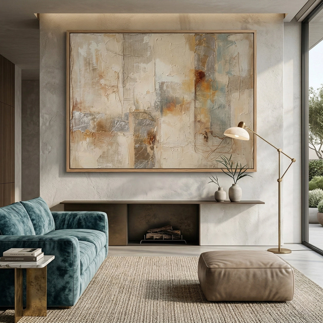 Contemporary Muted Horizons wall decor showcasing layered textures and calm muted palette for UAE living spaces