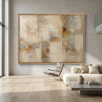 Textured landscape art print in soft muted tones with minimalist design, enhancing sophisticated UAE interior styling