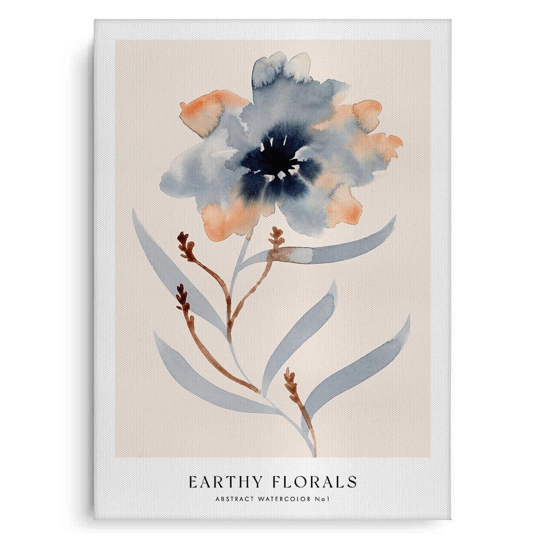 2Muted Indigo and Rust Floral - Canvas