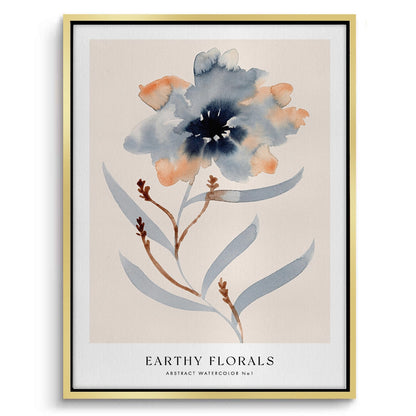 Muted Indigo and Rust Floral - Canvas