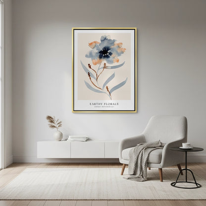 Muted Indigo and Rust Floral - Canvas