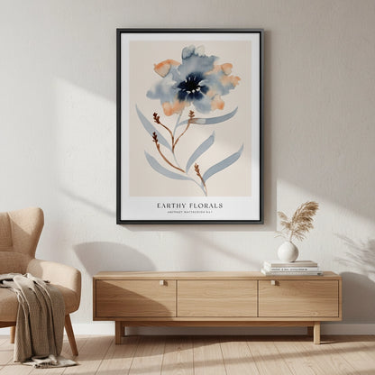 Muted Indigo and Rust Floral - Canvas