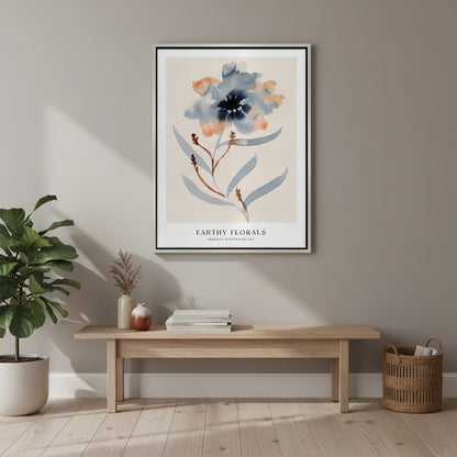 Muted Indigo and Rust Floral - Canvas