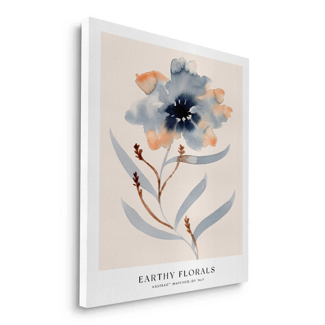 2Muted Indigo and Rust Floral - Canvas