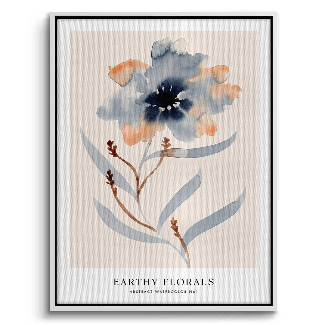 2Muted Indigo and Rust Floral - Canvas