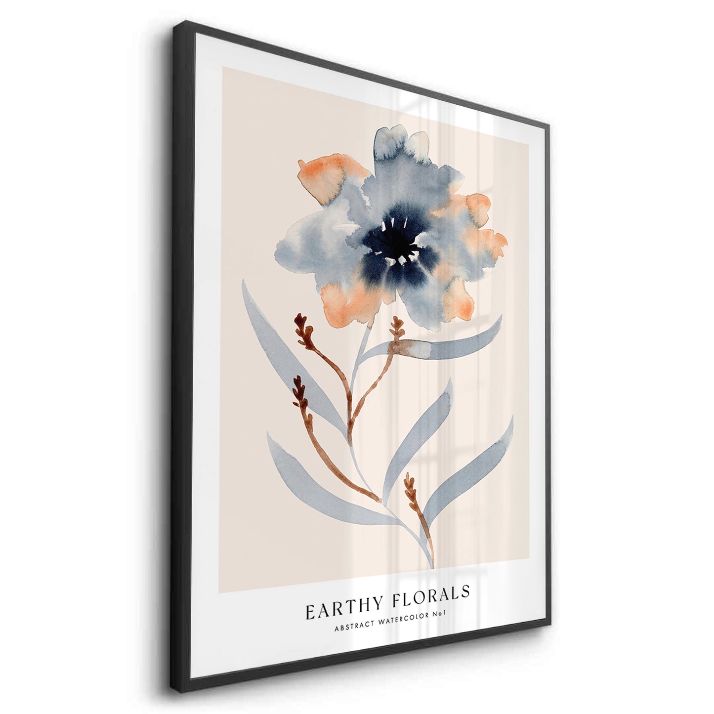 2Muted Indigo and Rust Floral - Fine Art