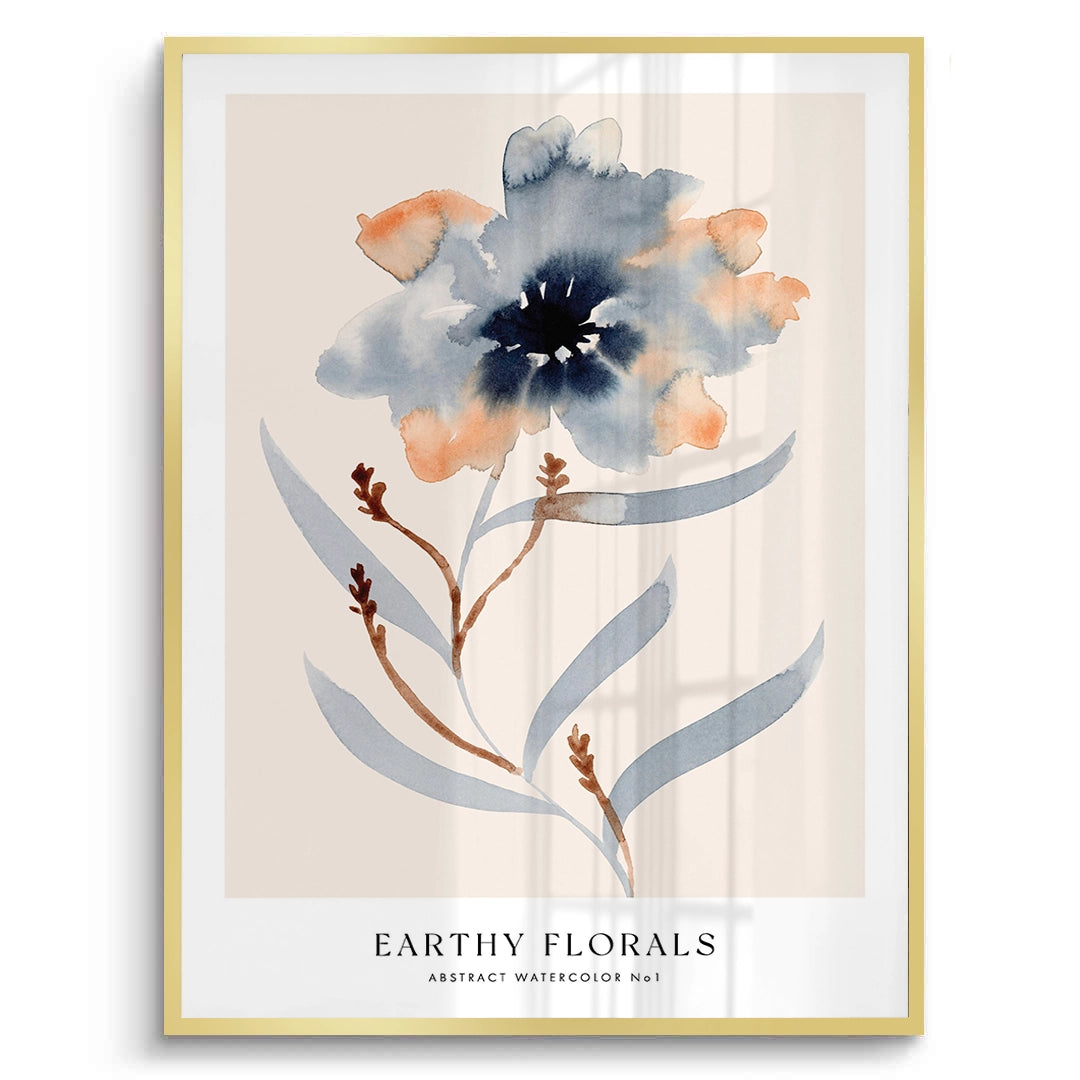 2Muted Indigo and Rust Floral - Fine Art