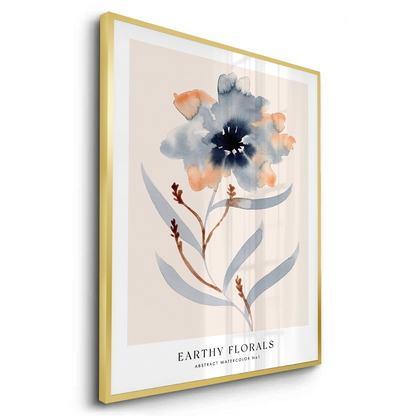 Muted Indigo and Rust Floral - Fine Art