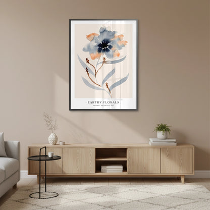 Muted Indigo and Rust Floral - Fine Art
