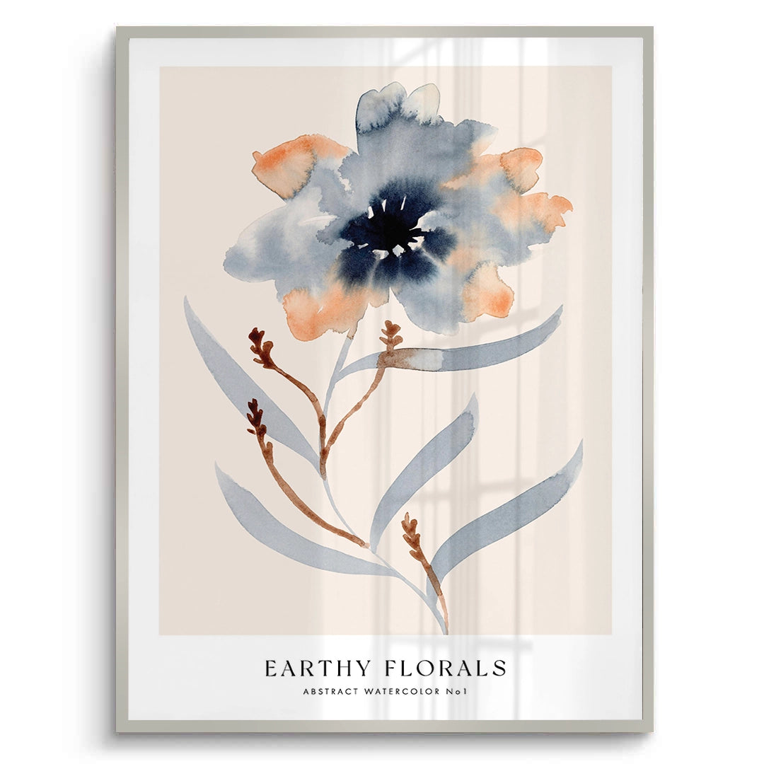 2Muted Indigo and Rust Floral - Fine Art