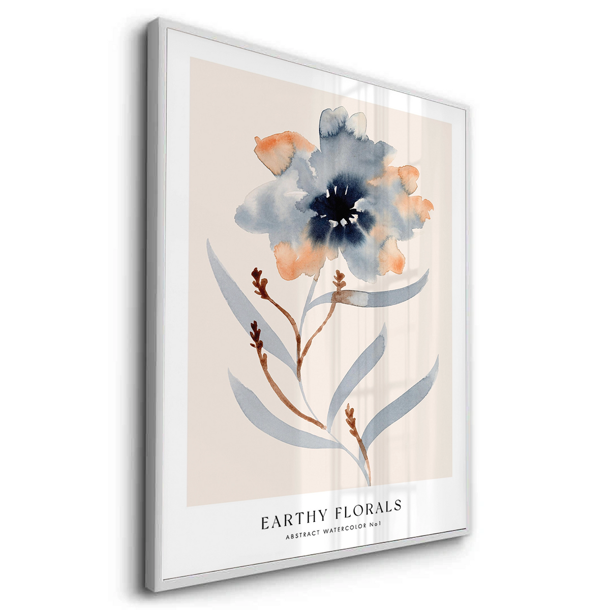 Muted Indigo and Rust Floral - Fine Art - Jasmineart.ae