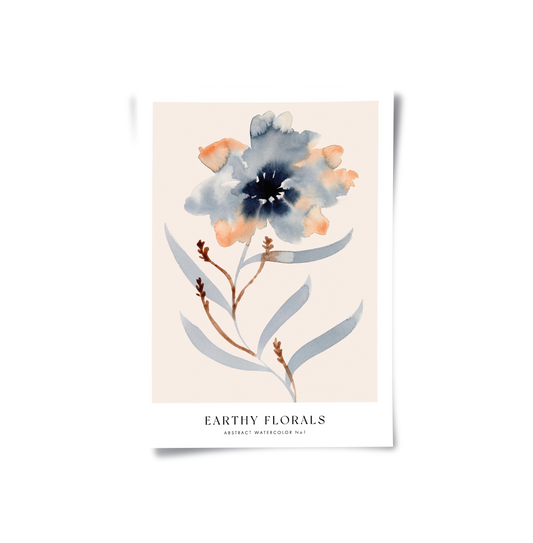 Muted Indigo and Rust Floral - Poster