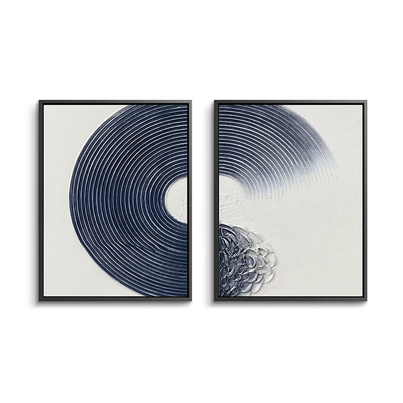 2Navy Zen Circles Set Of 2 minimalist luxury wall art with textured abstract design for UAE homes and offices