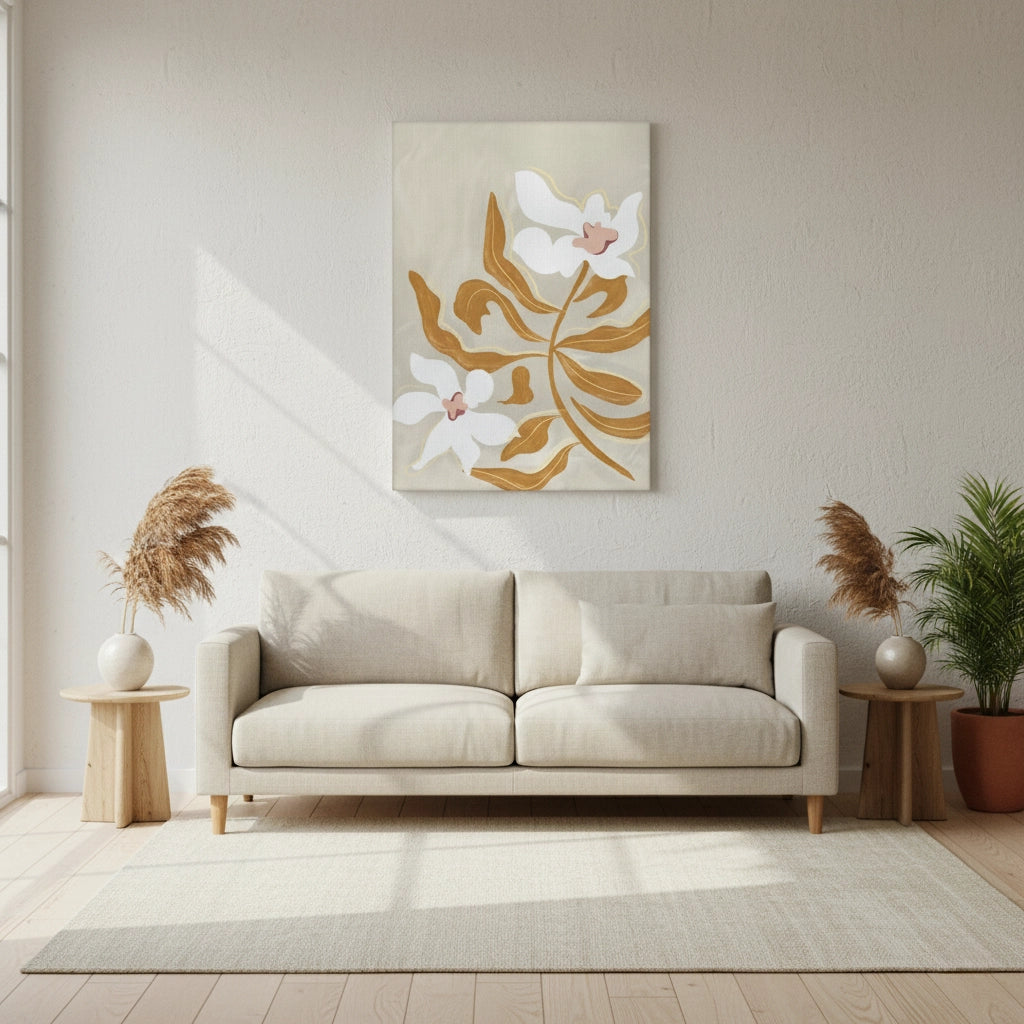 Neutral Earth Tone Floral - Canvas - Jasmineart.ae