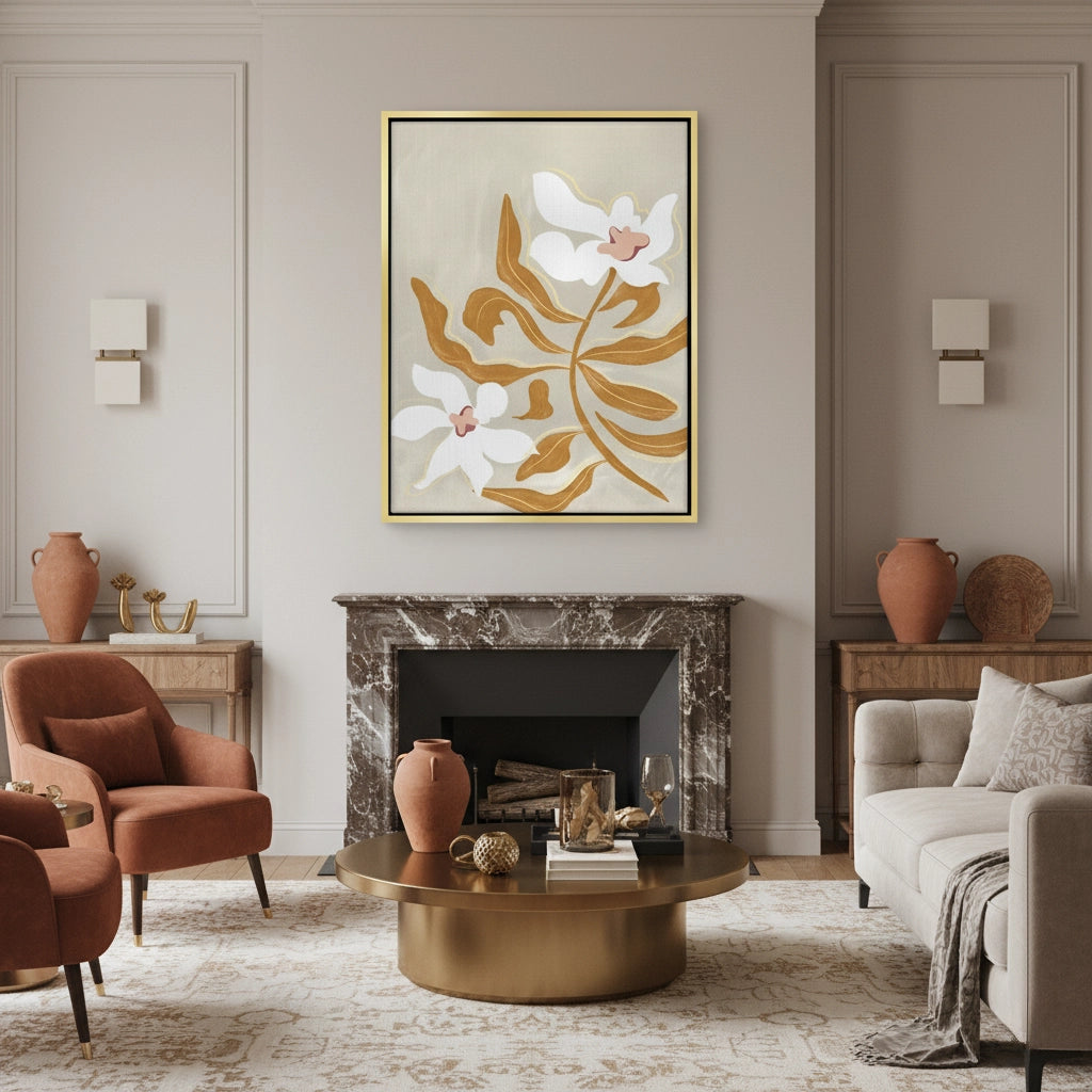 2Neutral Earth Tone Floral - Canvas