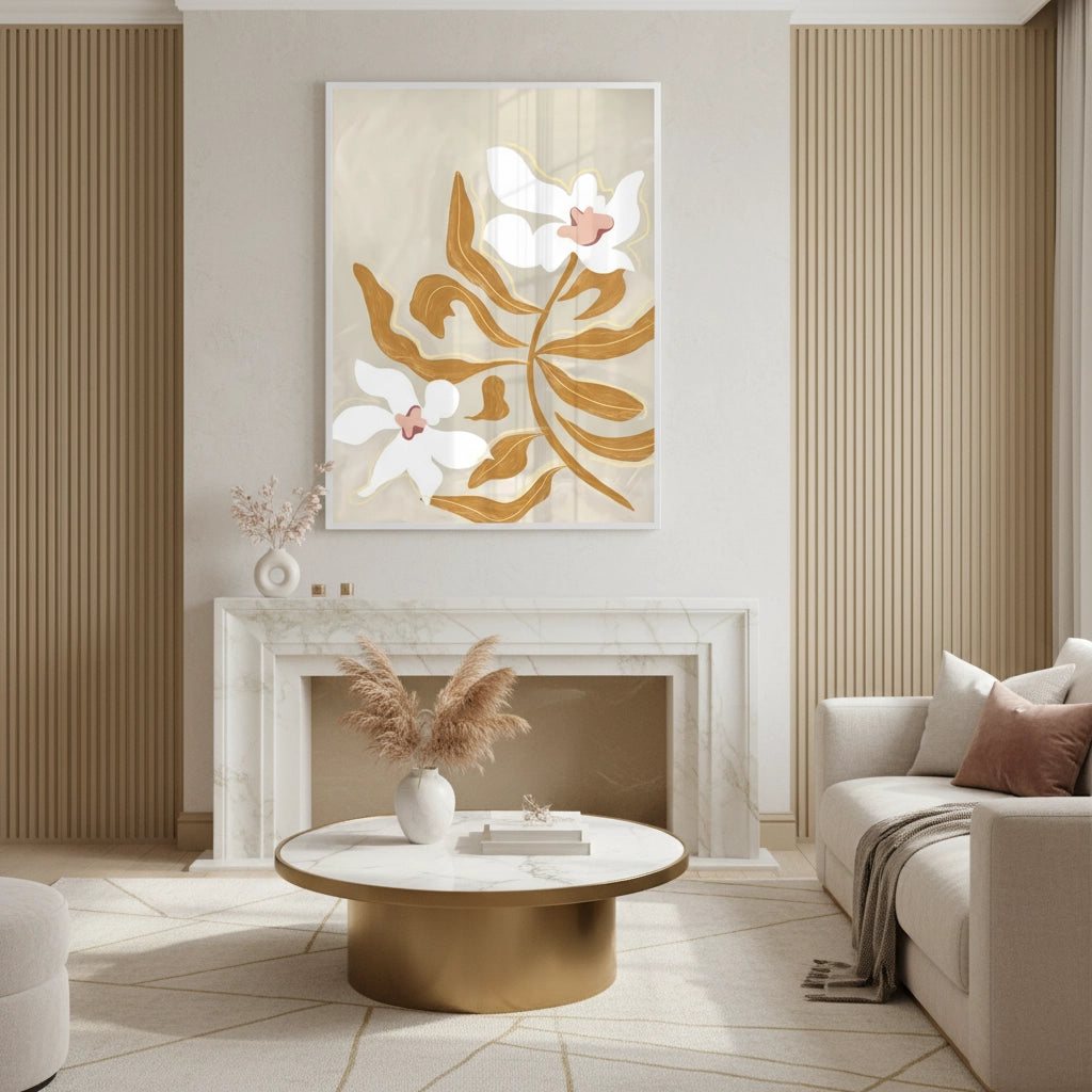 Neutral Earth Tone Floral - Fine Art - Jasmineart.ae