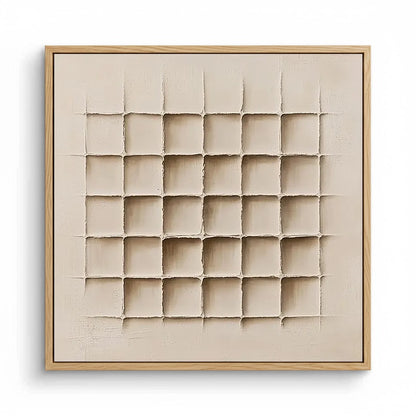Soft cream geometric wall tiles with a subtle 3D texture, creating a serene spa-like bathroom interior in a UAE home.