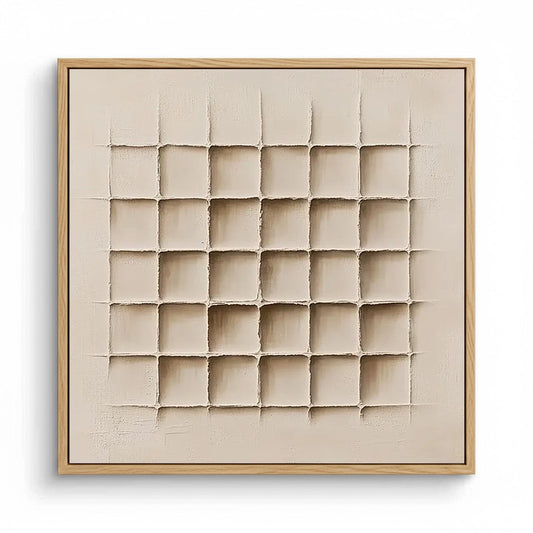 Soft cream geometric wall tiles with a subtle 3D texture, creating a serene spa-like bathroom interior in a UAE home.