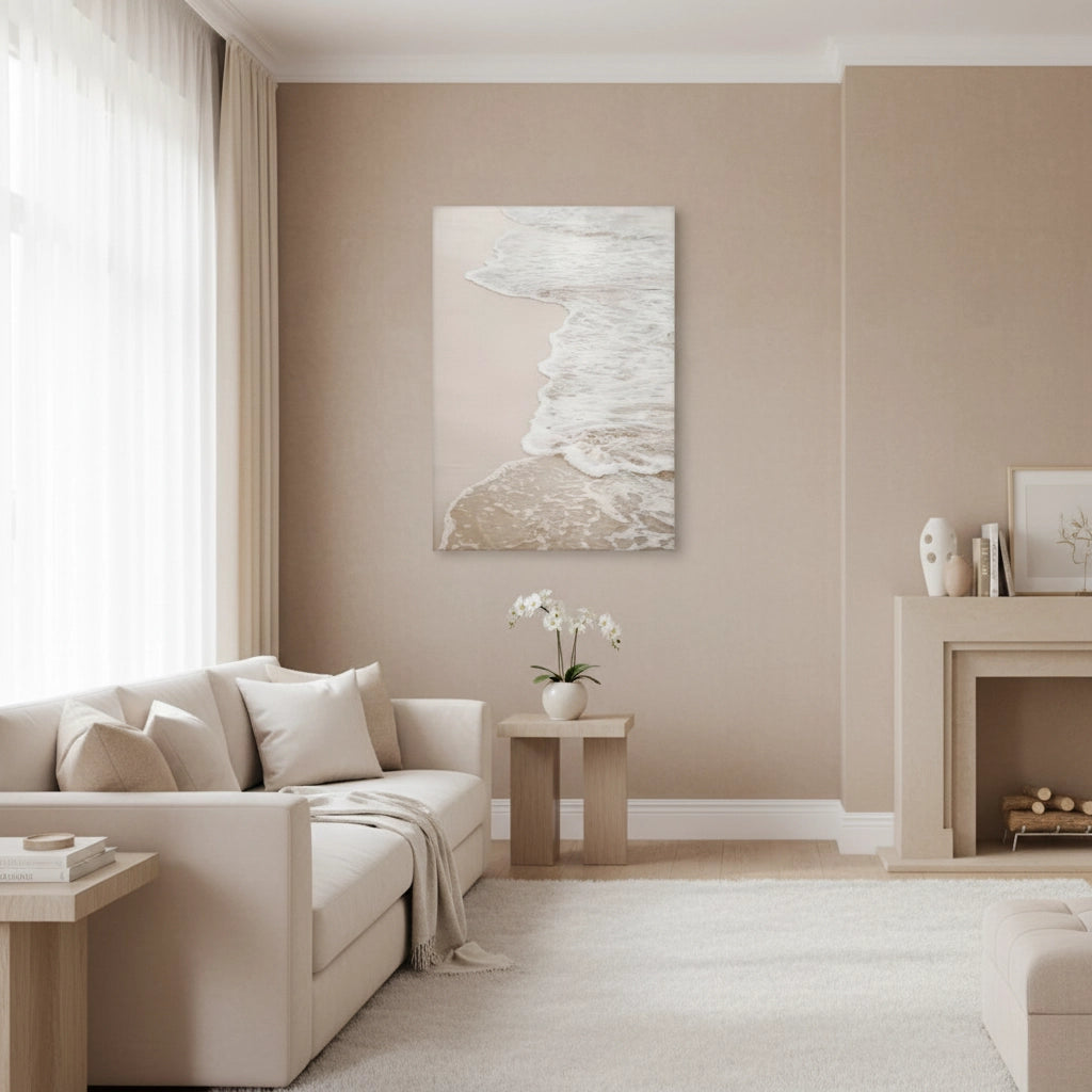 Neutral Ocean Foam  - Canvas - Jasmineart.ae