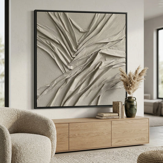 3D Folded Plaster Effect Artwork Modern Interior Design UAE
