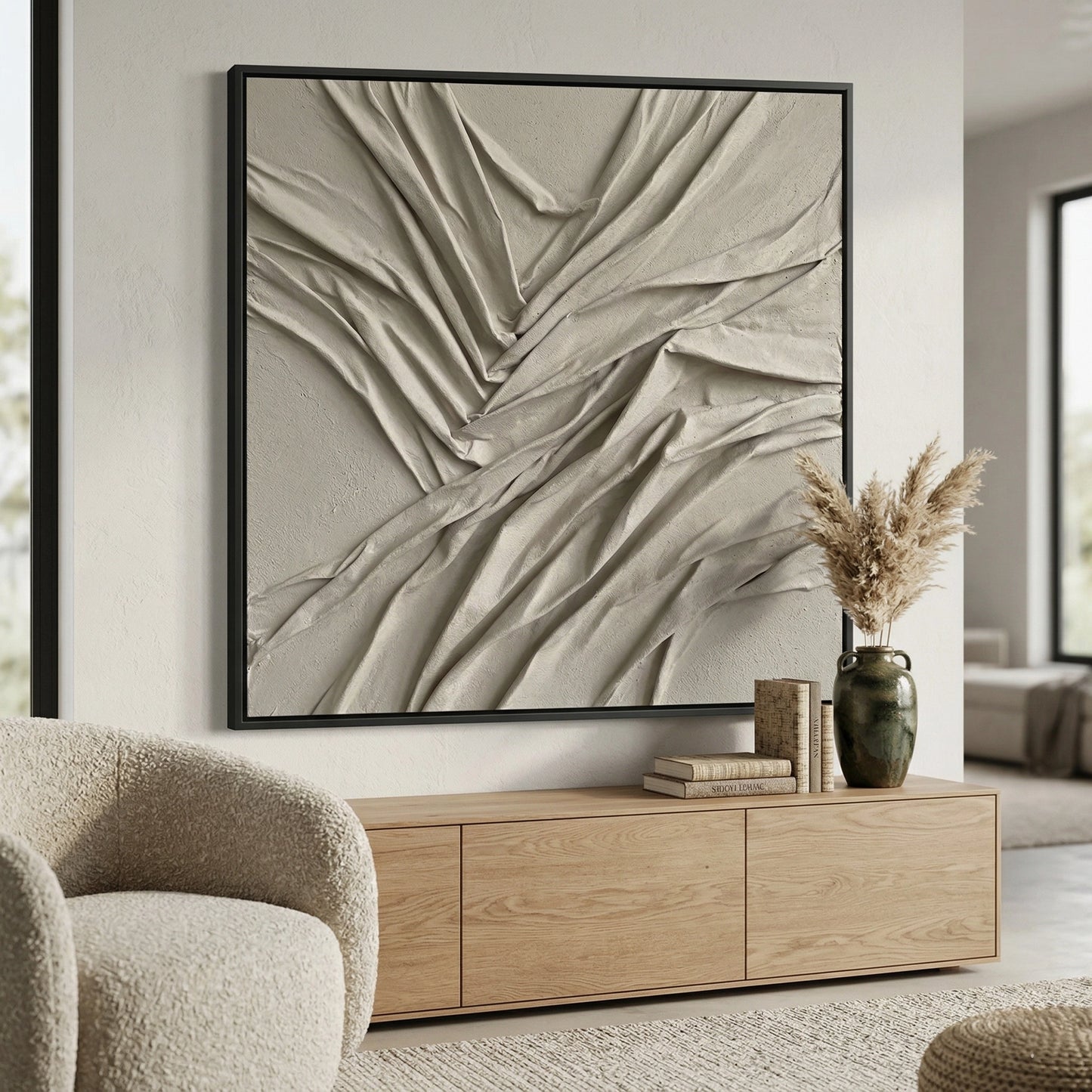 23D Folded Plaster Effect Artwork Modern Interior Design UAE