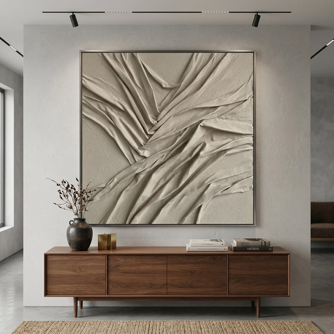 Soft Beige Sculptural Wall Decor for Luxury Abu Dhabi Villas