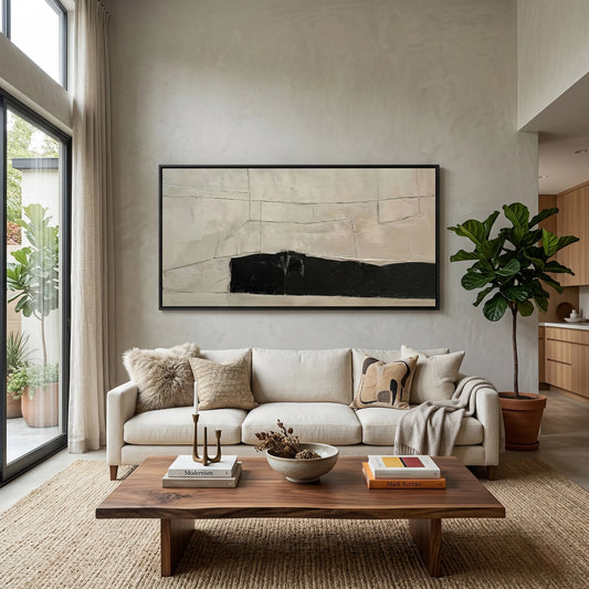 Modern Obsidian Path artwork featuring dark elegance and minimalist style for luxury UAE interiors