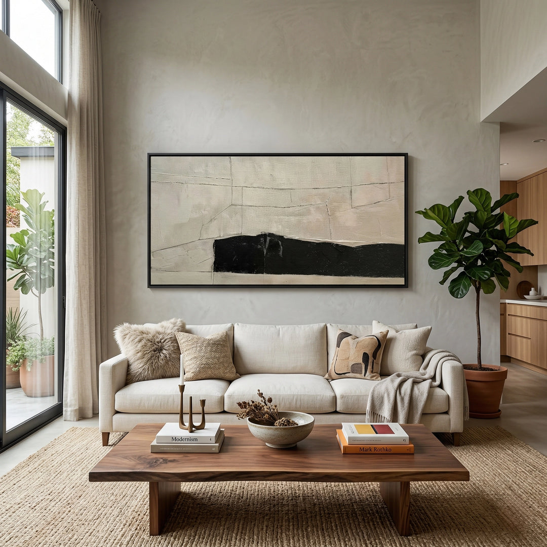 Modern Obsidian Path artwork featuring dark elegance and minimalist style for luxury UAE interiors