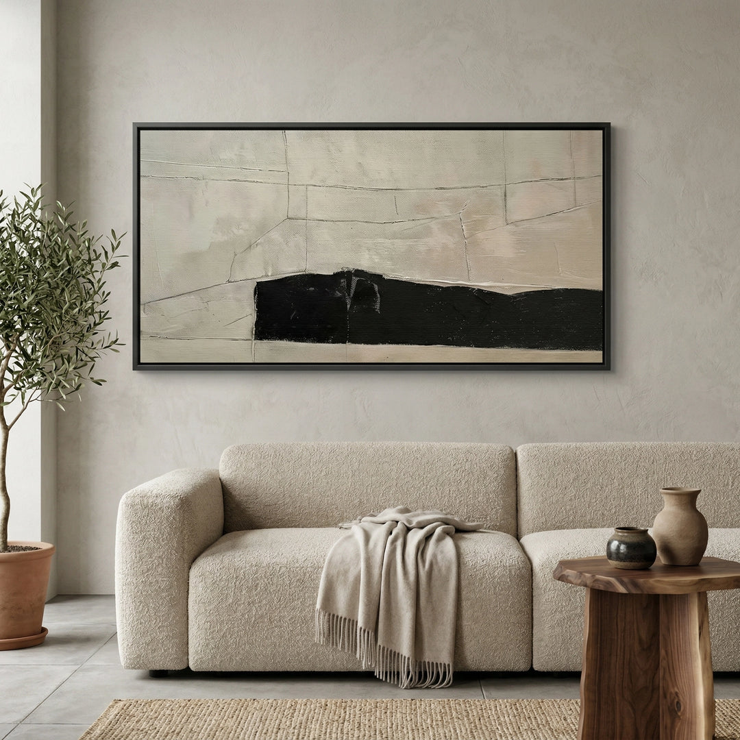 Abstract Obsidian Path canvas with rich black textures and contemporary wall décor appeal