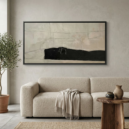Abstract Obsidian Path canvas with rich black textures and contemporary wall décor appeal