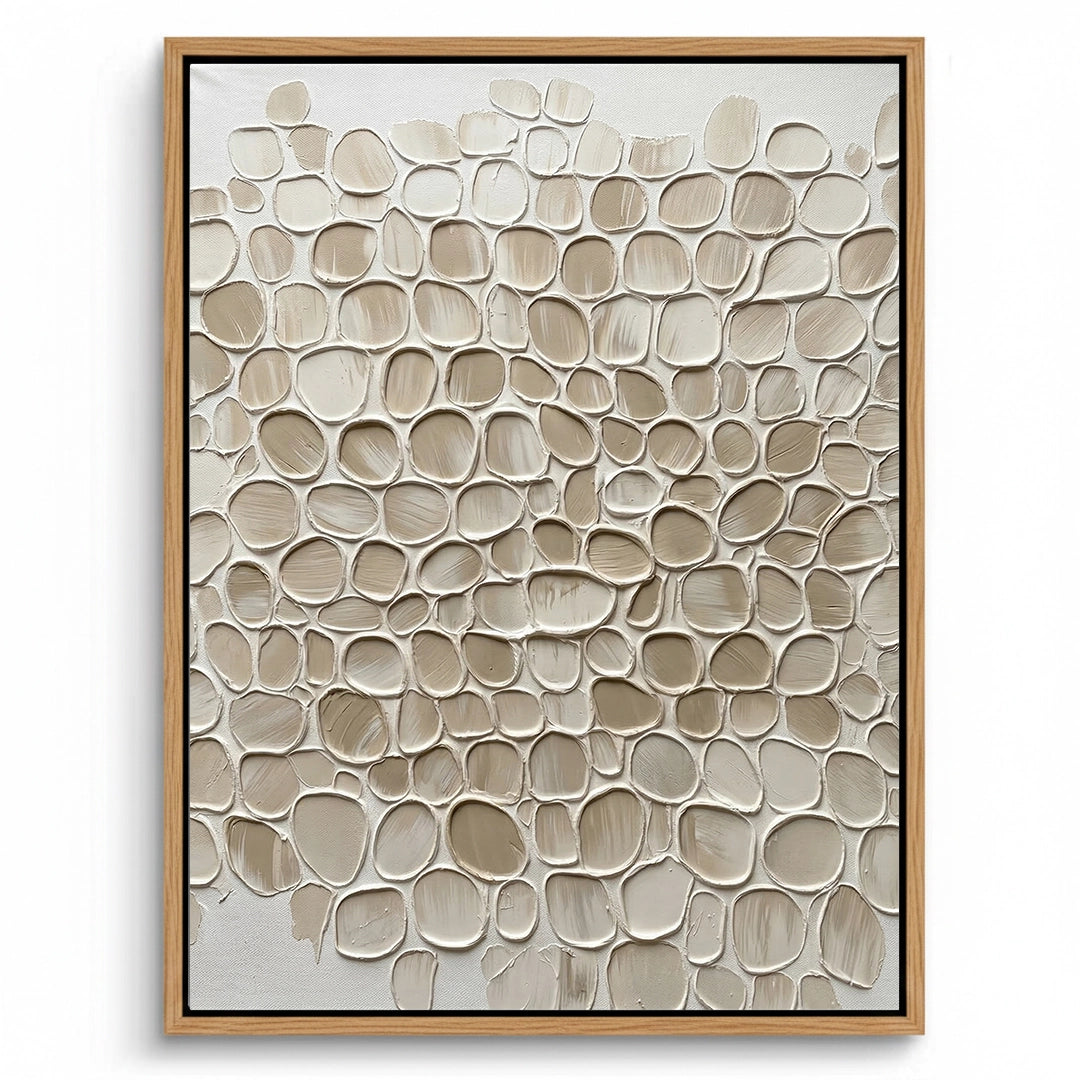2Large-scale 3D 'Oyster Shells' mixed media art featuring real crushed mother-of-pearl textures, a stunning coastal statement for a luxury Dubai villa.