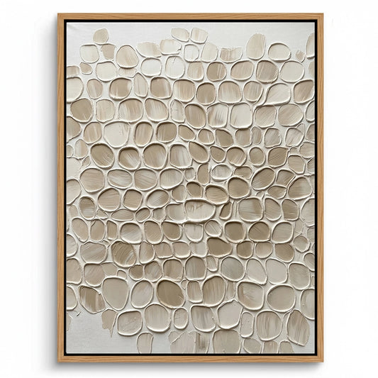 Large-scale 3D 'Oyster Shells' mixed media art featuring real crushed mother-of-pearl textures, a stunning coastal statement for a luxury Dubai villa.