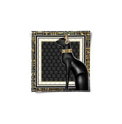 Black Cat luxury poster print gold choker and Egyptian style border