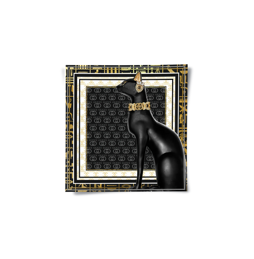 Black Cat luxury poster print gold choker and Egyptian style border