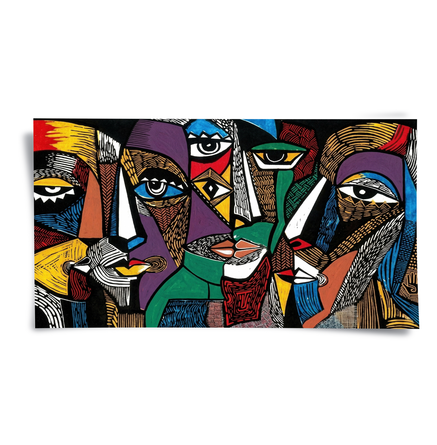 2Cubist Tribal Faces - Poster