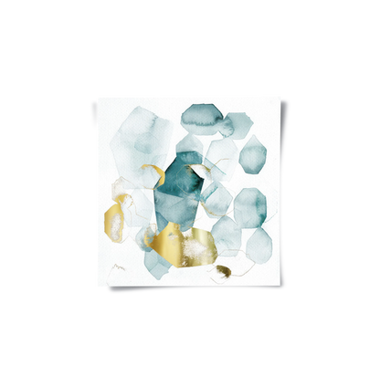 Teal Gold Abstract - Poster