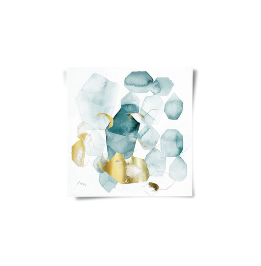 Teal Gold Abstract - Poster