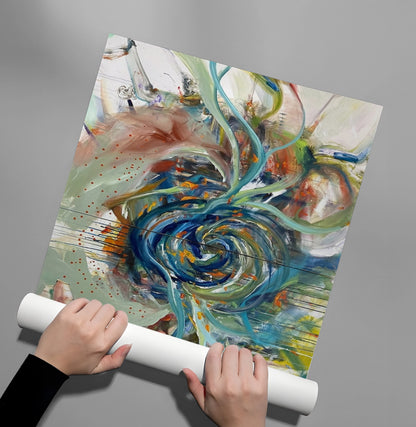 Teal Motion Abstract - Poster