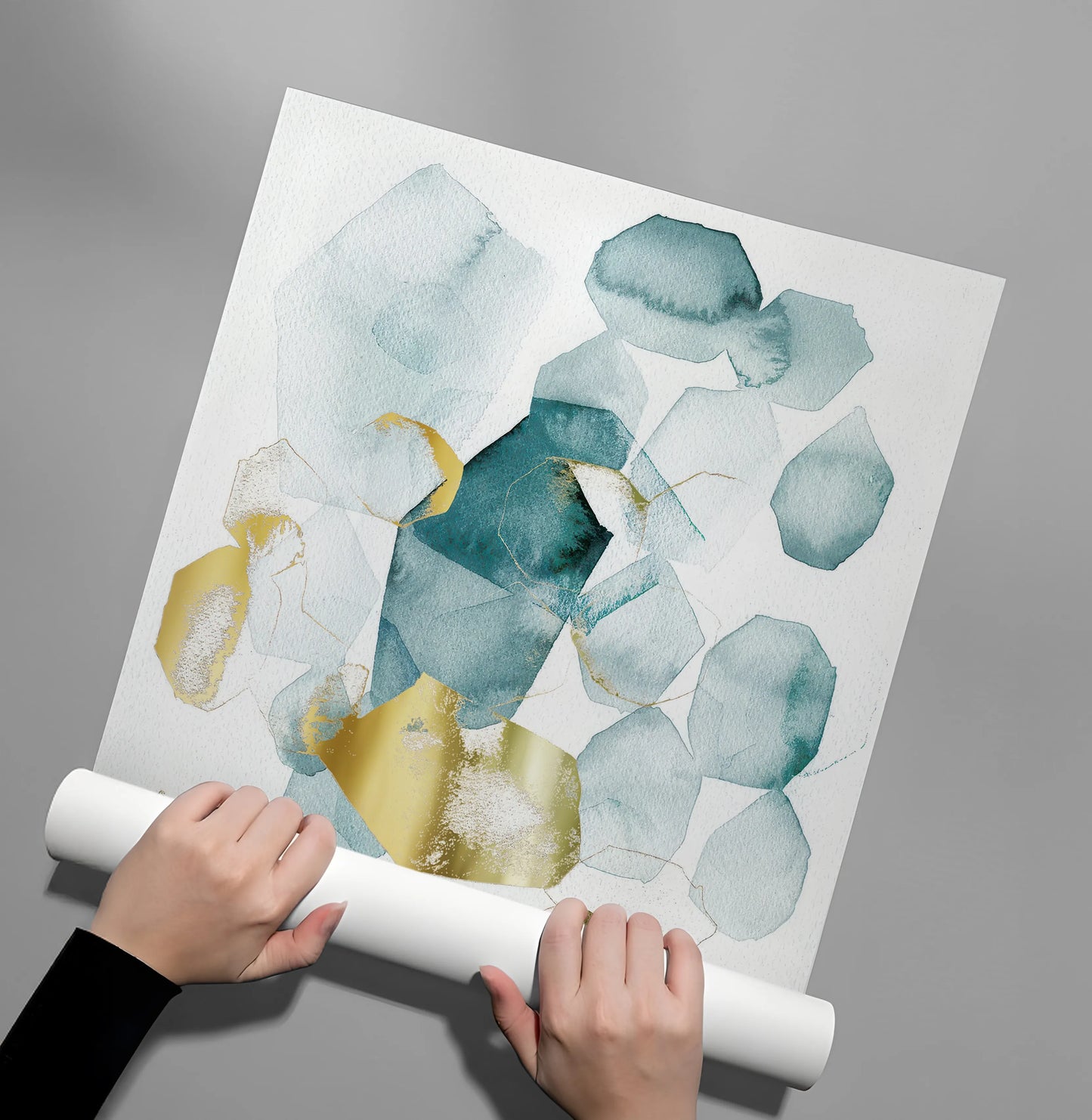 2Teal Gold Abstract - Poster