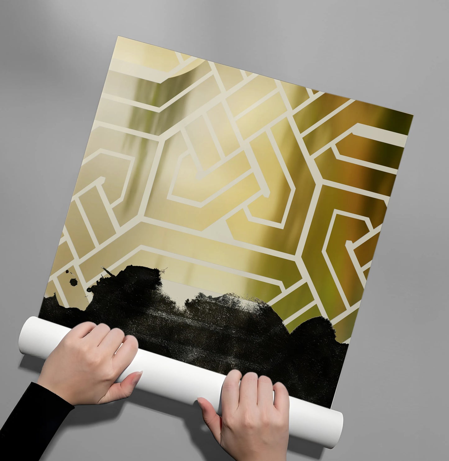 2Gold Geometric Abstract - Poster