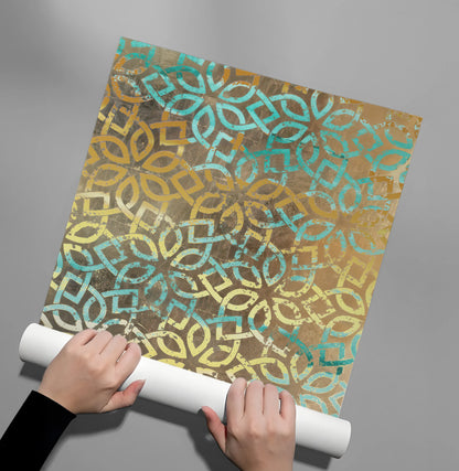 Gold Teal Pattern - Poster