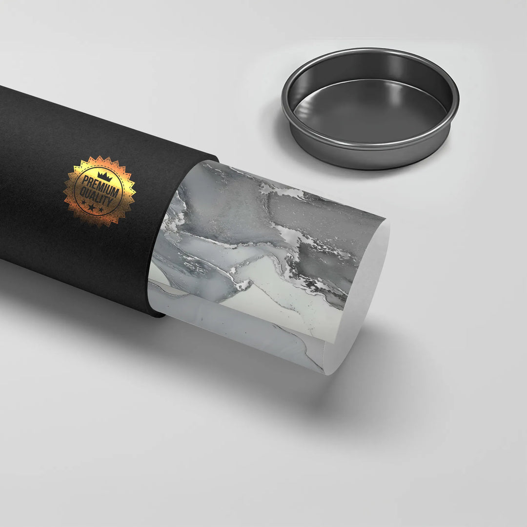 Abstract grey and white art print rolled in a black premium quality mailing tube