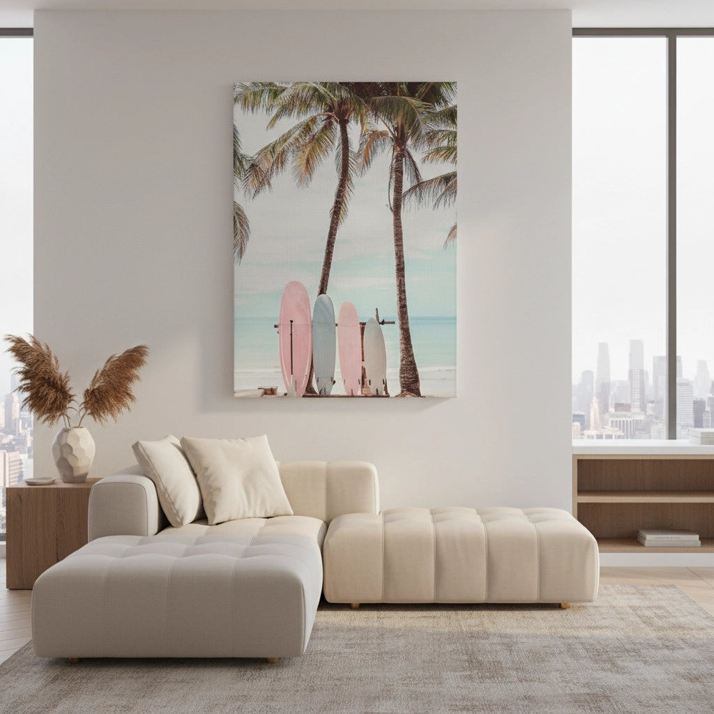 Pastel Surfboards  - Canvas - Jasmineart.ae
