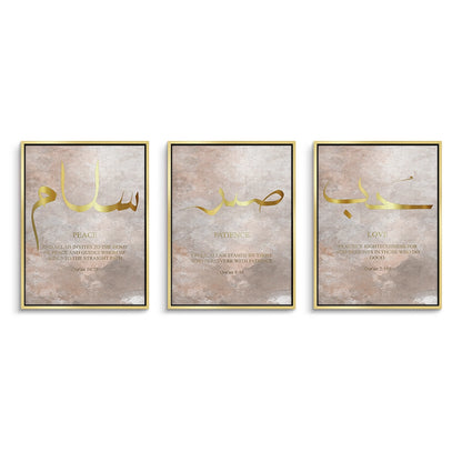 Peace, Patience, Love Set of 3 - Canvas