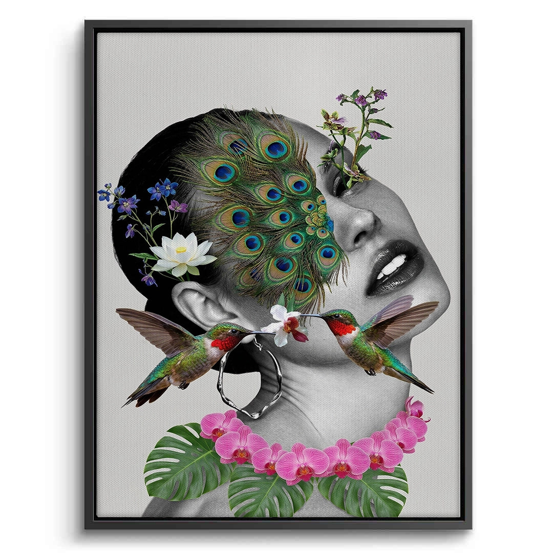 2Peacock Mask Woman - Canvas