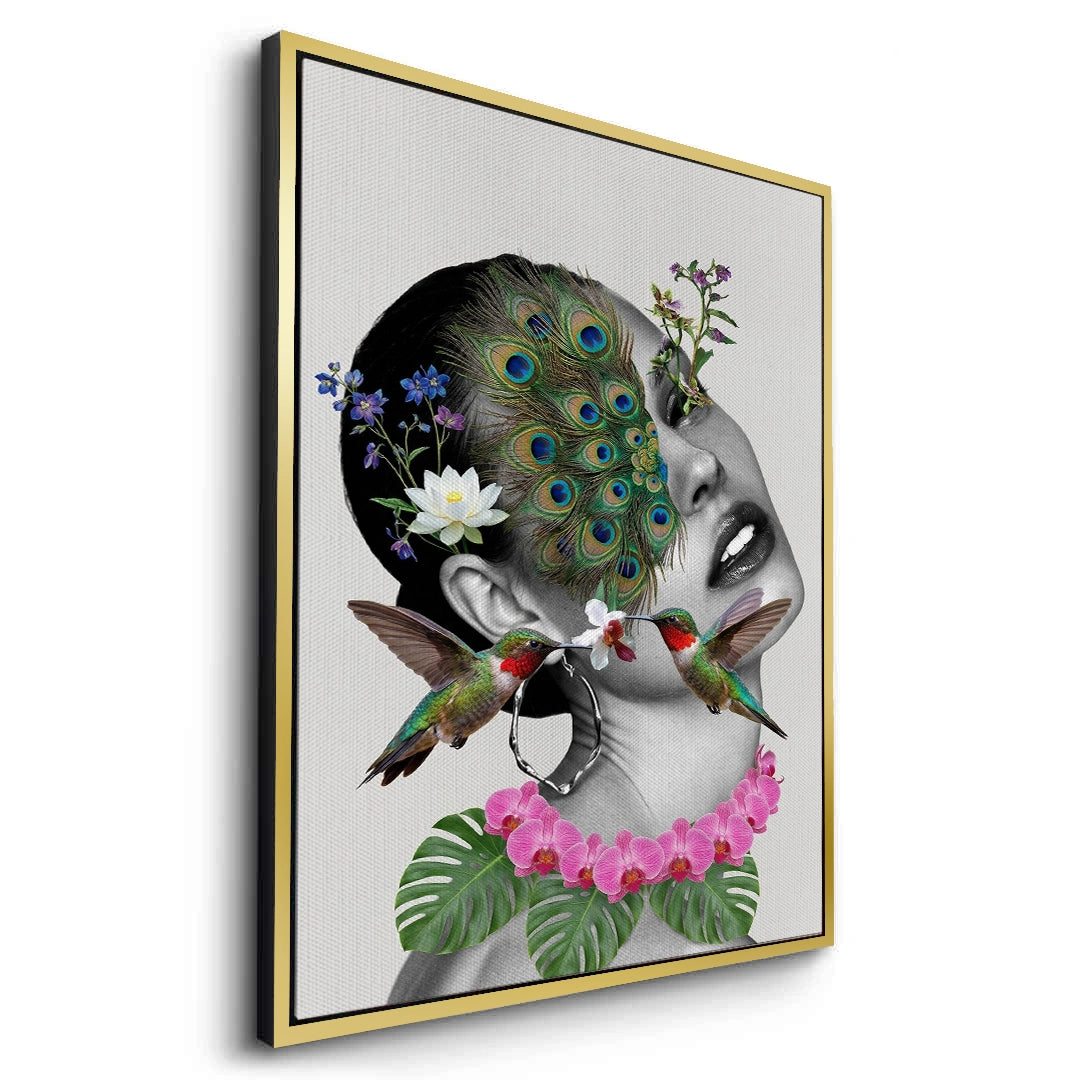 2Peacock Mask Woman - Canvas