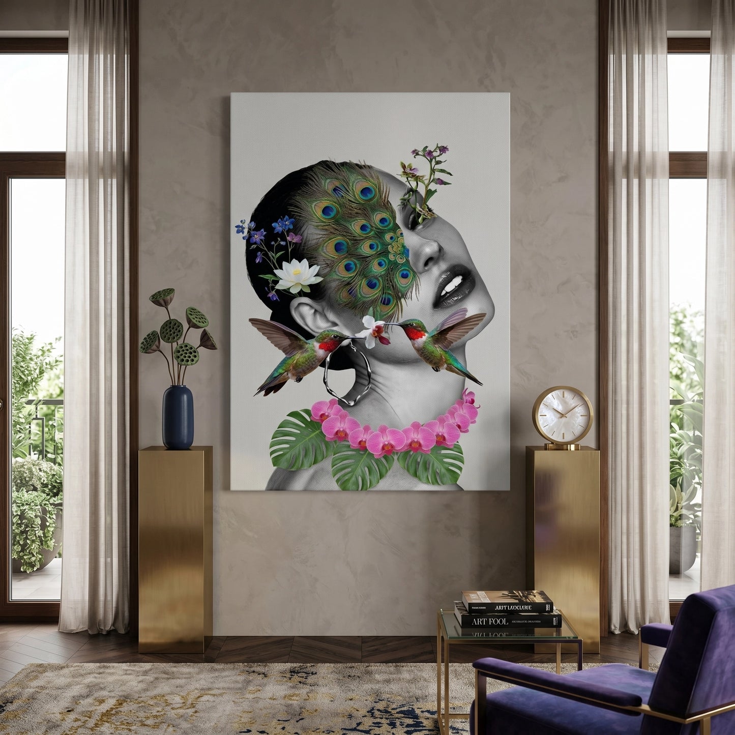 2Peacock Mask Woman - Canvas
