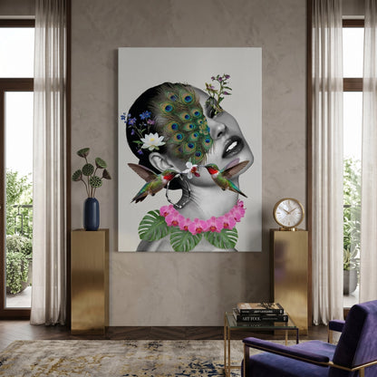 Peacock Mask Woman - Canvas