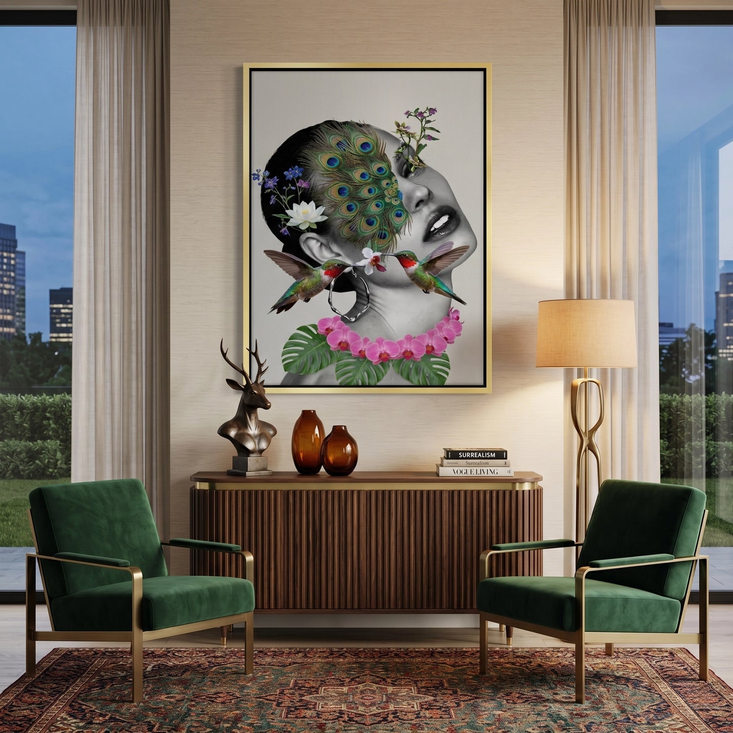 2Peacock Mask Woman - Canvas