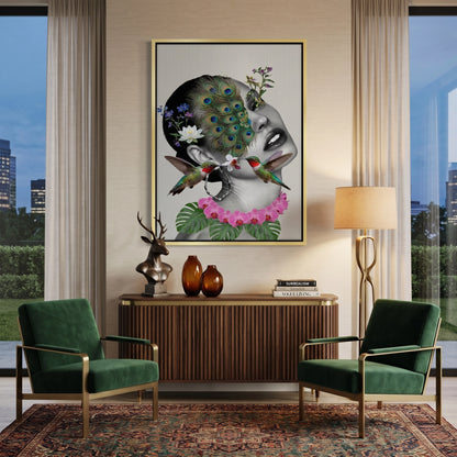 Peacock Mask Woman - Canvas